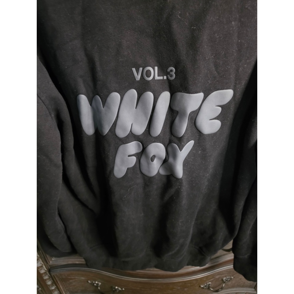 White Fox Boutique Vol 3 Black Oversized Puff Print Hoodie M L Sweatshirt - Picture 3 of 5